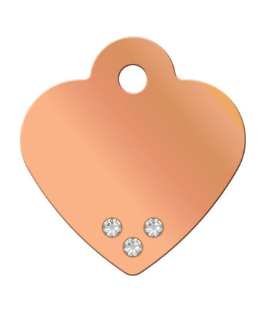 ID Tag Heart Brass Rose Gold Plated with Crystal -